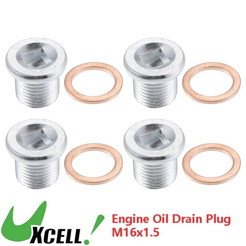 UXCELL 4 Pcs M16x1.5 Car Engine Oil Drain Plug Stainless Steel Screw with Gasket for Nissan Platina Qashqai MK2 Terrano MK3