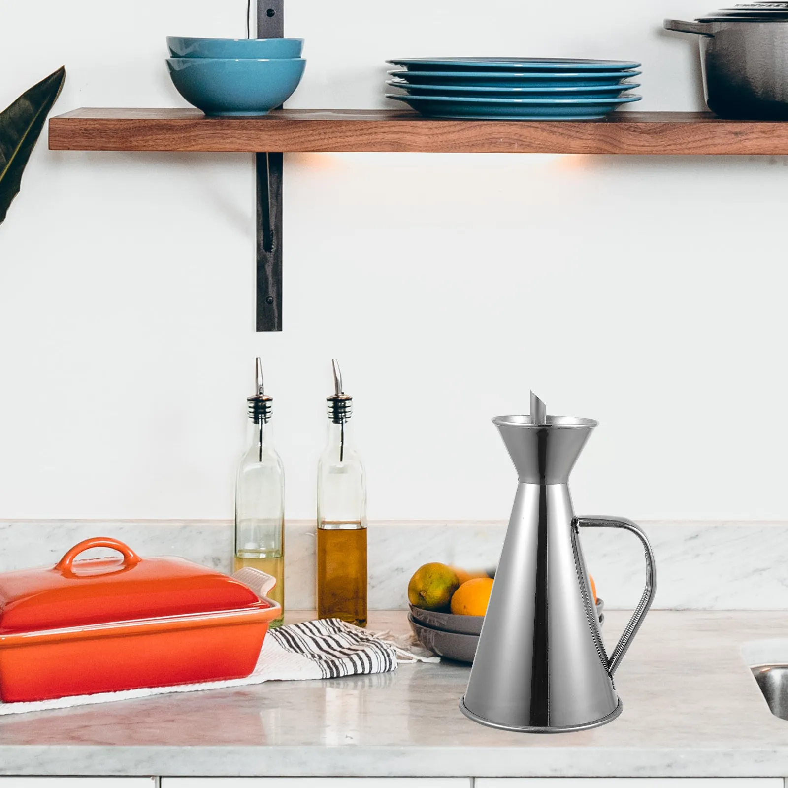 Stainless Steel Oil Dispenser Bottle Leak Proof 250Ml Vinegar Cruet Pourer Non Drip Seasoning Container Kitchen Oil Bottle
