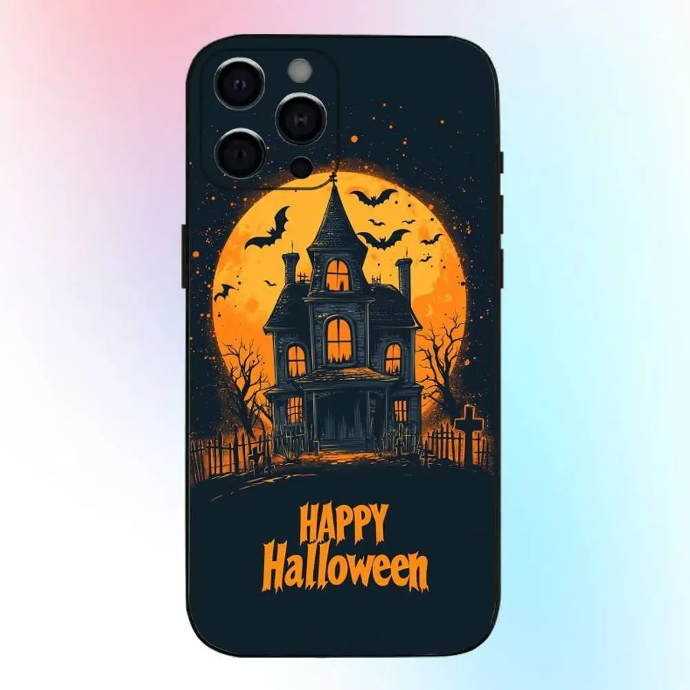 حافظة هاتف ممتعة برسوم كارتونية للهالوين لهاتف iPhone17,16,15,14,13,12,11 Plus، Pro Max غطاء أسود ناعم #4