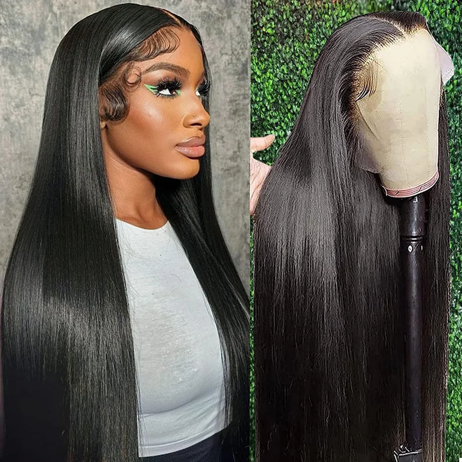 200% Density HD Transparent Lace Front Human Hair Wig 13x4 13x6 Straight Frontal Wig Pre Plucked 4x4 HD Lace Closure Wig Bling