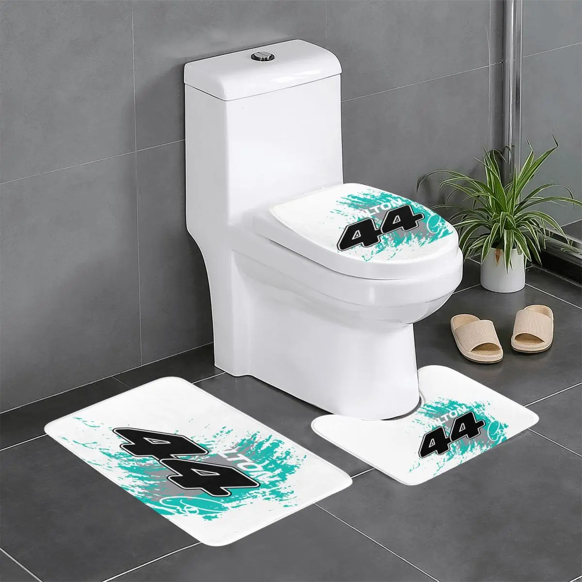 

Lewis Hamilton 44, 3-х предметный коврик для ванной, набор для ванной комнаты, крышка для унитаза, домашний декор, нескользящий ковер, напольный коврик