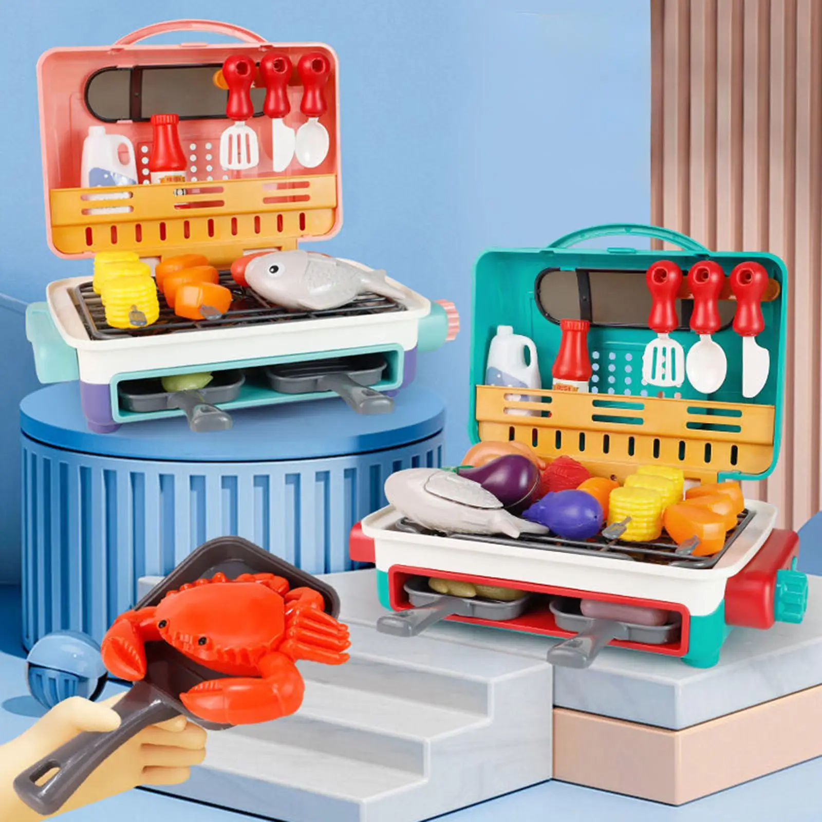 Crianças churrasqueira brinquedos realistas crianças cozinha playset para jogo favor presente