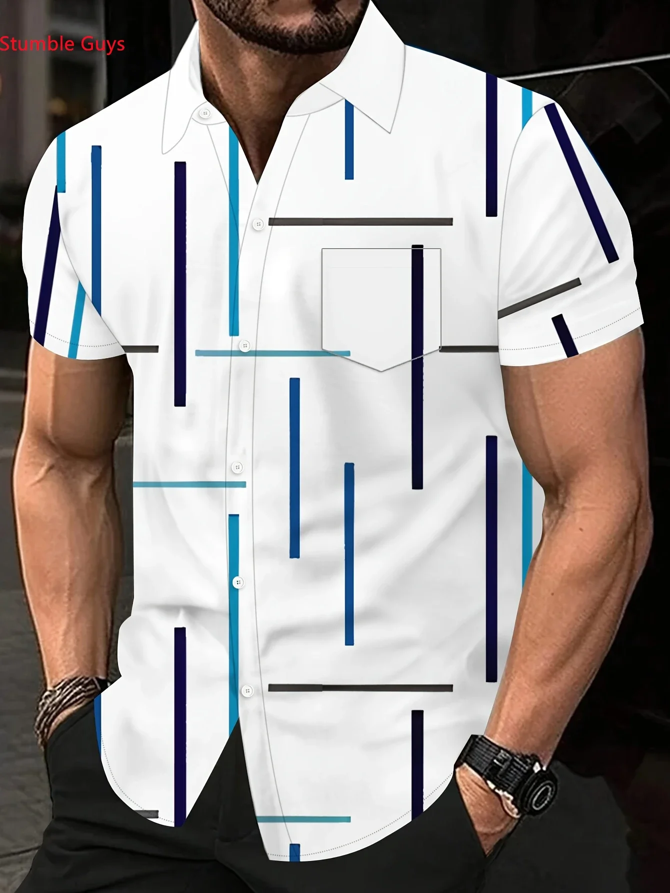 

Men's High Street Vacation Hawaiian Shirt Summer Man Short Sleeve Graphic Print Casual Fashion Beach Party Tops