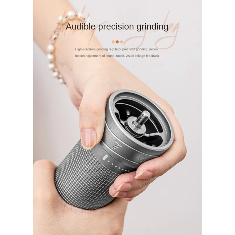 Manual Coffee Grinder Burr Inside Portable Hand Grinder With Double Bearing Positioning Fit For Kitchen Office Silver-Gray