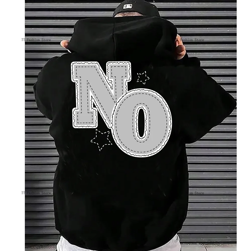 

NO Alphabet Print Graphic Men Hoodies Sweatshirts Fashion Casual Hip Hop Mens Oversized Pullover Hoodie Streetwear Clothing Tops