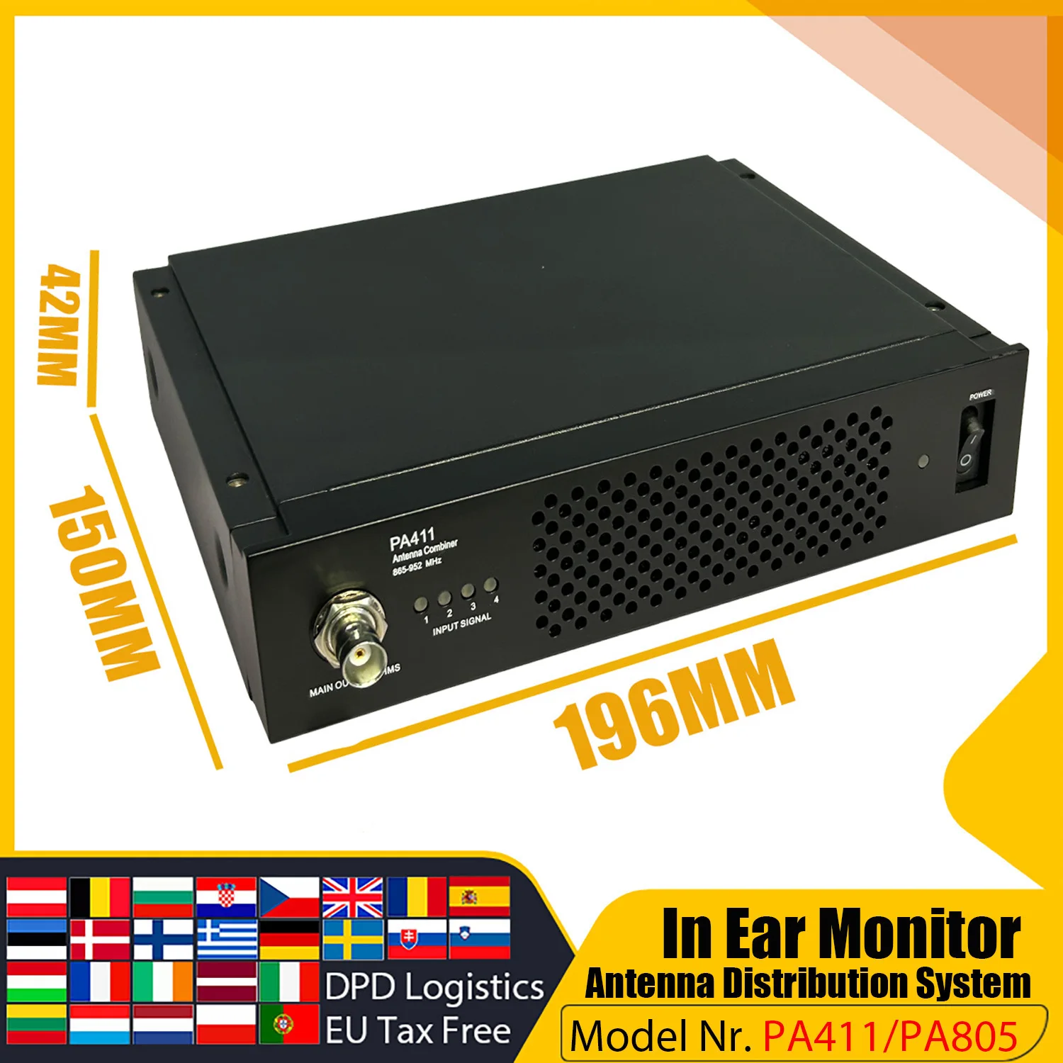 ADUZIC PA411 Antenna Distribution For In-Ear Monitor System PA805 Dual Antenna Passive 450-960Mhz Antena RF Signal Combiner - Image 3