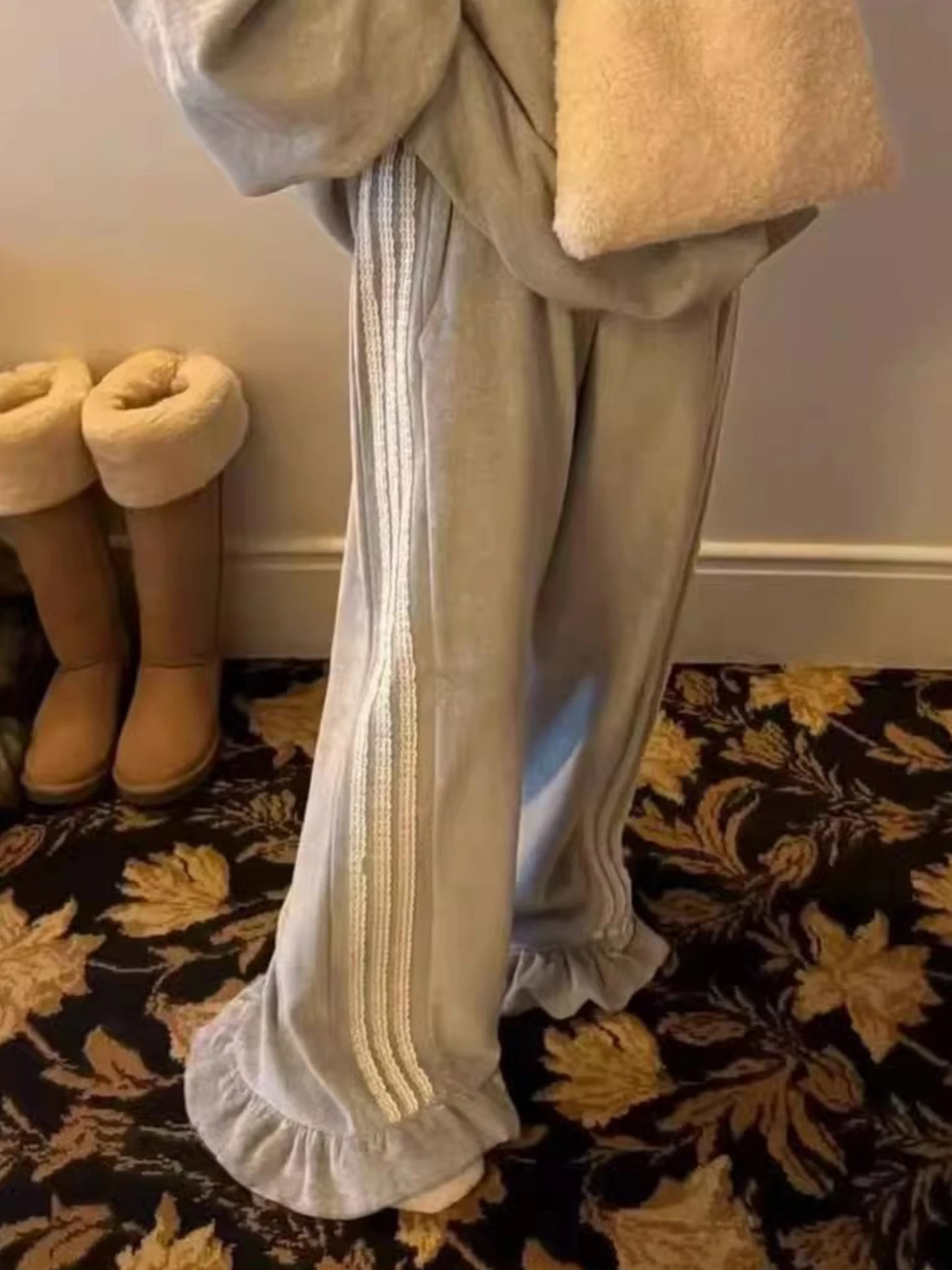 

Брюки женские повседневные с высокой талией, новинка ранней весны, свободные прямые брюки в пол, корейский стиль, полиэстер