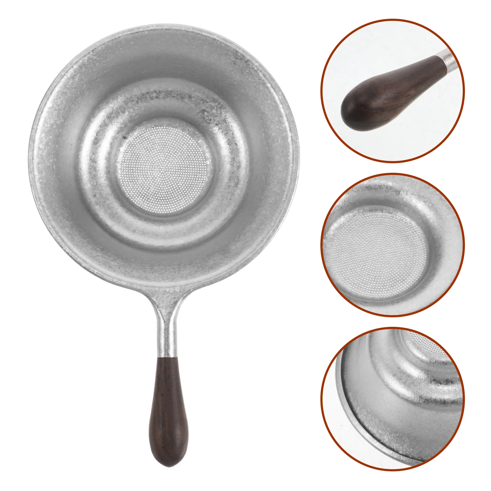 

Titanium Tea Infuser 8cm Diameter Fine Mesh Strainer Wooden Handle Reusable Loose Leaf Tea Filter for Teapots Mugs Cups