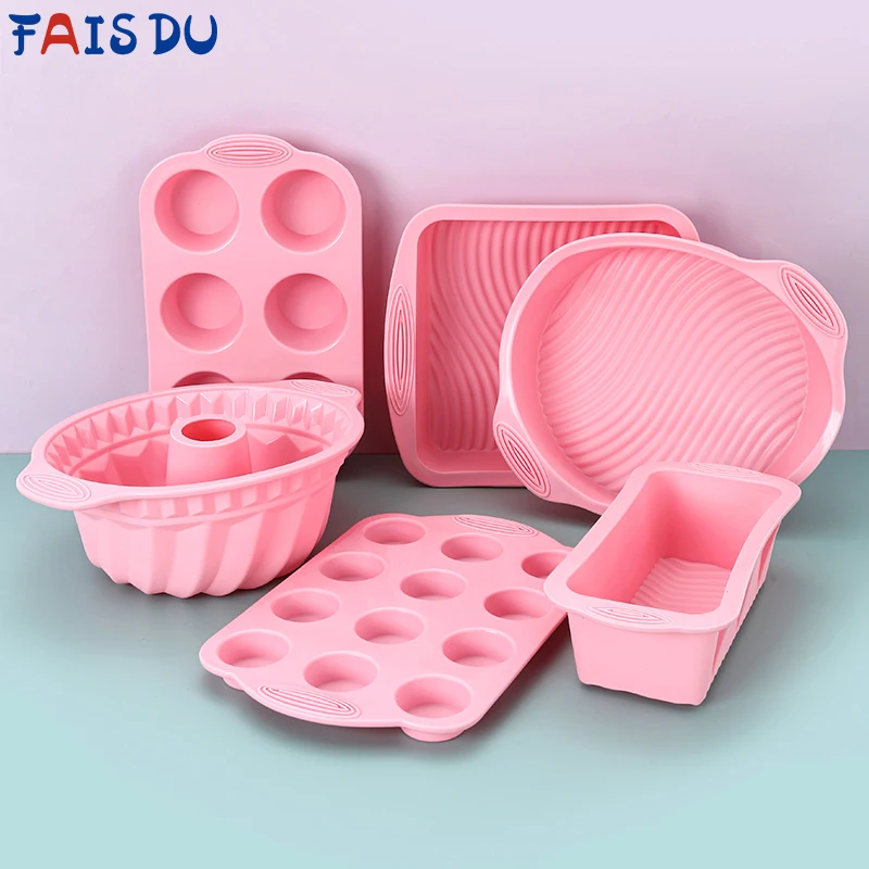 Zestaw silikonowe formy do pieczenia non stick FAIS DU Pink do pieczenia ciasta formy do ciasta Muffin foremki do chleba babeczek akcesoria do