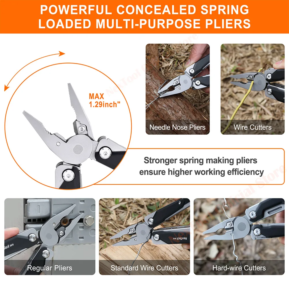 NexTool 11-In-1 Adjustable Wrench W4 Multitool Wrench Pliers EDC Folding Knife Hand Tools Screwdriver Wooding Saw Working Tools