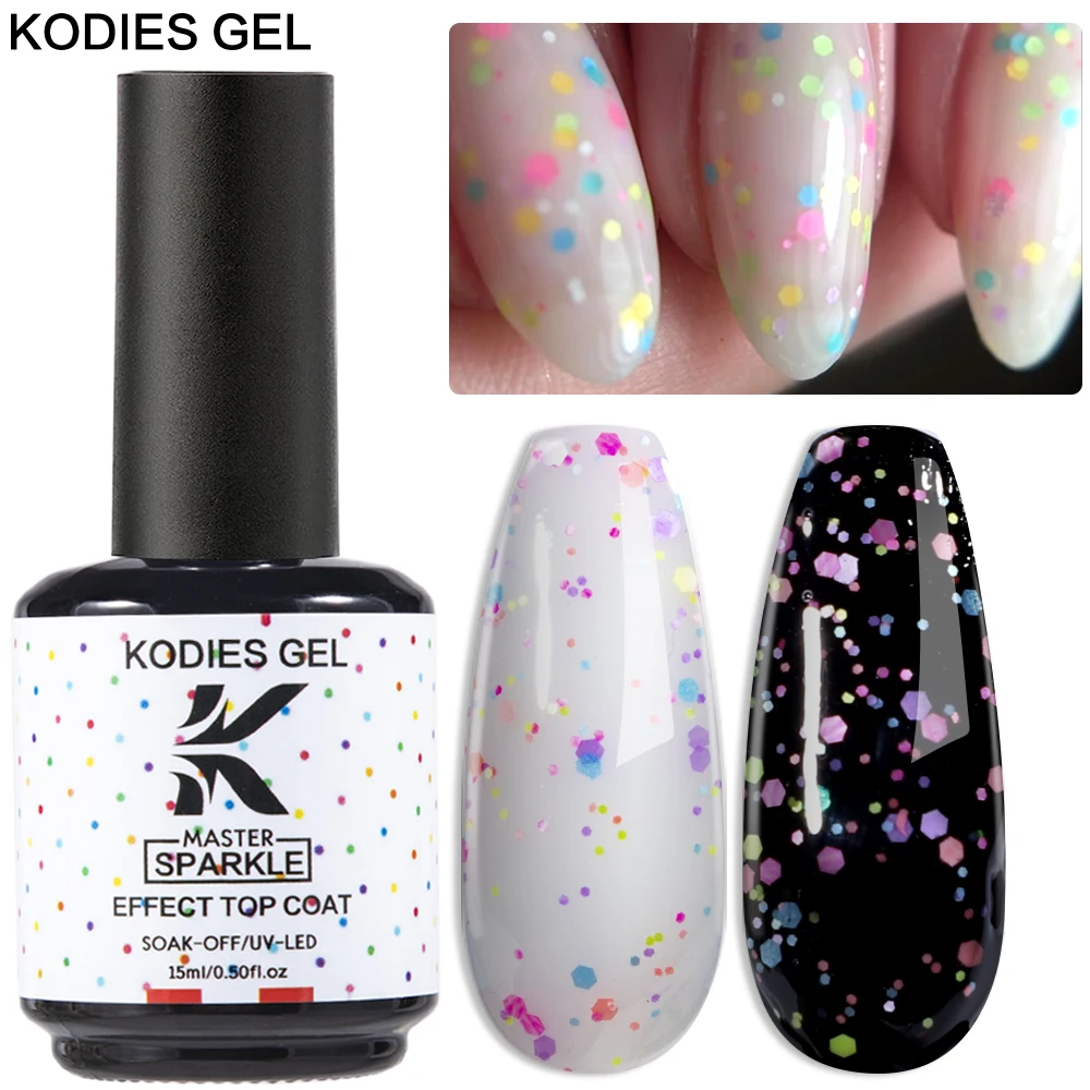 كودي جل حلويات معطف علوي جل ، طلاء أظافر ، شبه دائم ، فوق بنفسجي و ليد ، ترتر لامع ، رقائق ، جل علوي ، طلاء ورنيش ، 15 لون #1