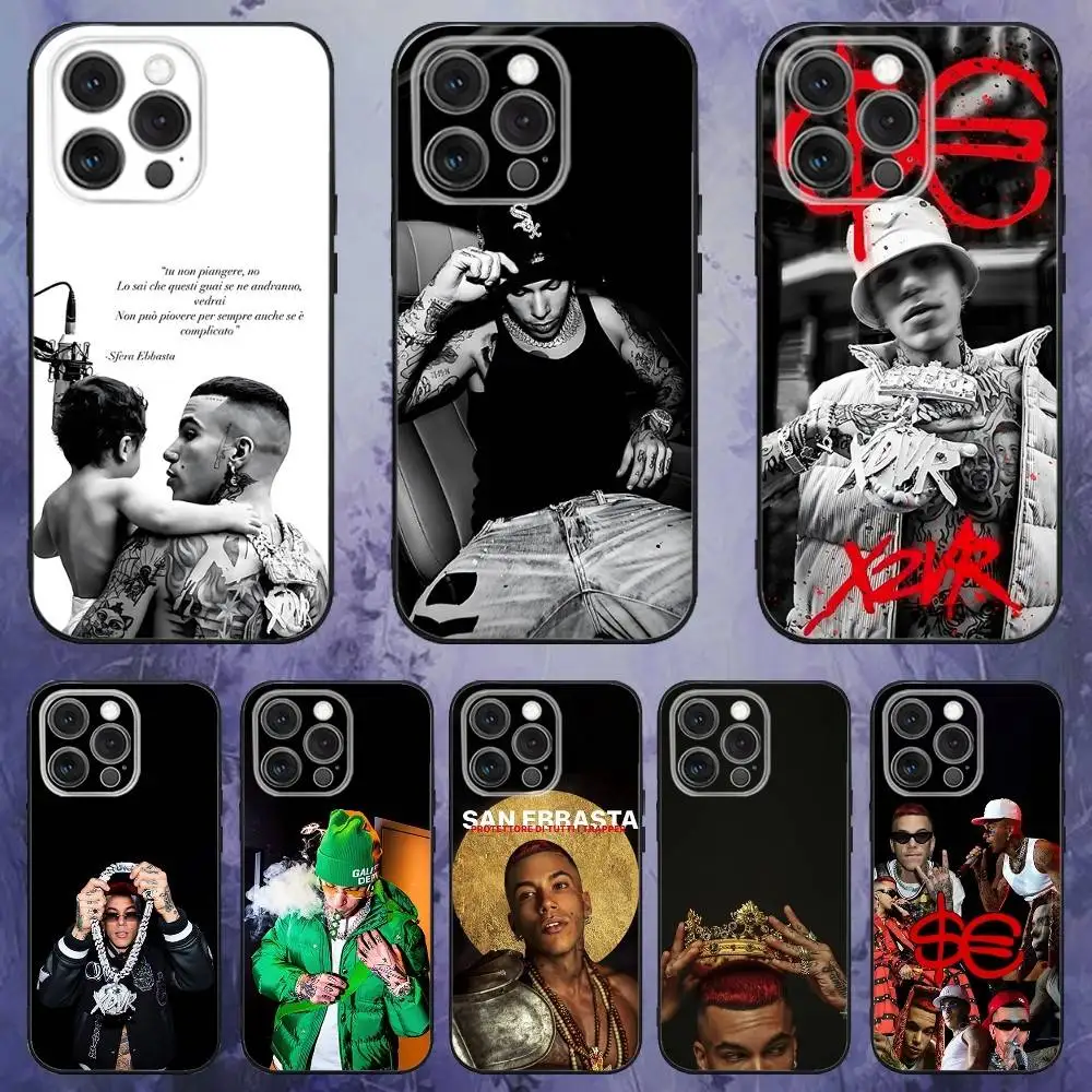 

Rapper S-Sfera Ebbasta Phone Case For iPhone 17,16,15,14,13,12,Pro,Max,Plus,E,SE4,Air,Mini Black Soft Box