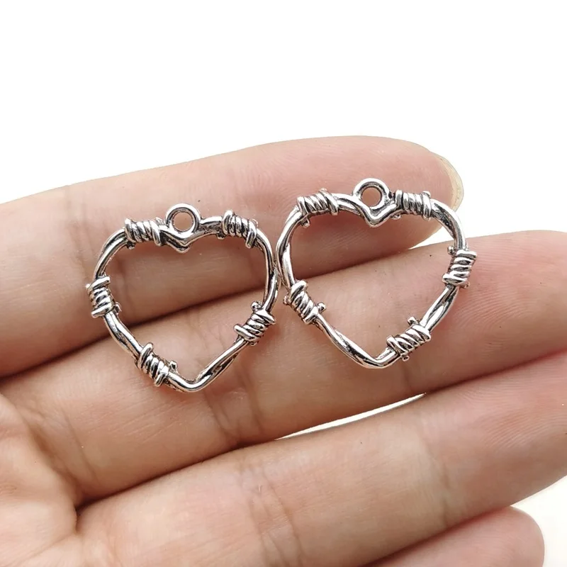 10pcs Antique Silver Color Thorns Heart Shape Charms Pendant Diy for Necklace Earrings Fit Jewelry Making DIY Jewelry Findings