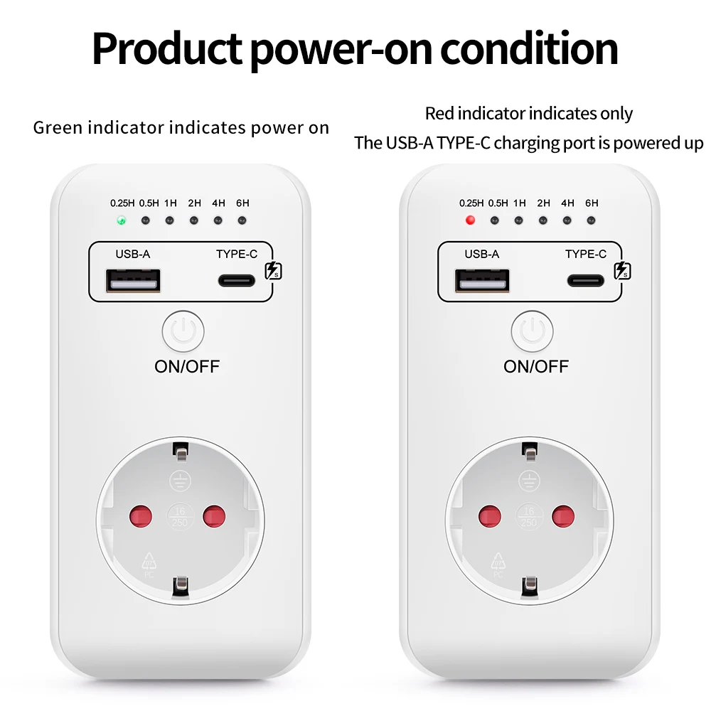 2024 nowy przełącznik Timer elektroniczny wtyczka EU inteligentne programowalne gniazdo minutnik 6 godzin 230V dla interfejsu USB TypeC