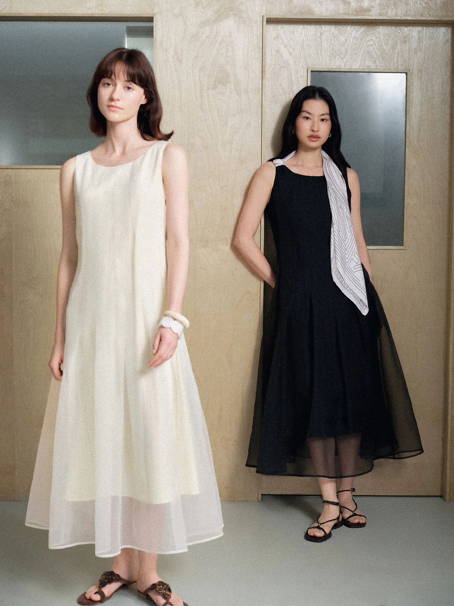 DUSHU Women [LineSculpt Series] Dresses Women 2026 Summer New Three Colors Fluffy Organza Sleeveless Elegant Fairycore Ins image 3