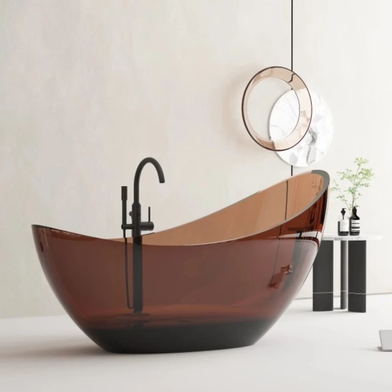 

New transparent bathtub hotel homestay independent moon-shaped bathtub, large-capacity deep-soaking color household bathtub