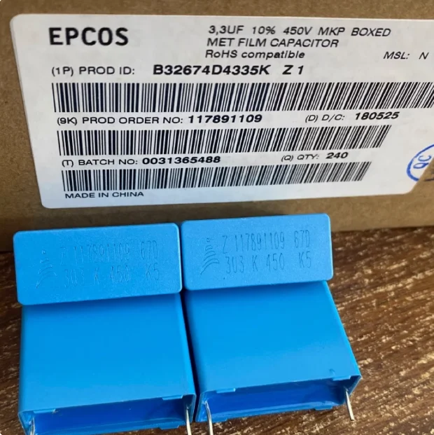 

20pcs/lot original EPCOS B32674D4335K 450V 3.3UF P:28MM met film capacitor free shipping