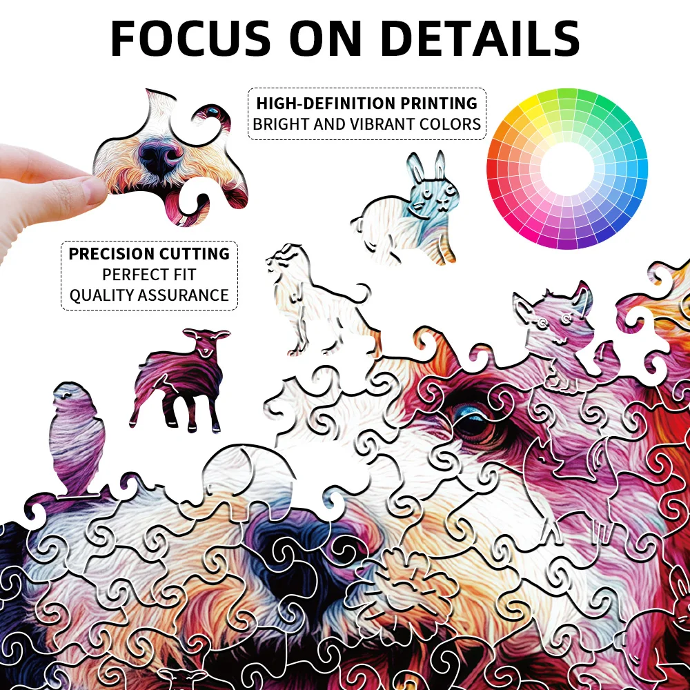 성인 고급 합판 퍼즐, 독특한 불규칙한 동물 모양의 입자, 가정 게임 및 가정 장식에 적합 - 이상적인 gif