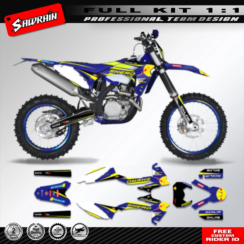 Sawrain Motorcycle Sticker Custom Team Graphics Decals Kit For SHERCO SE250 300 2012 2013 2014 2015 2016 008