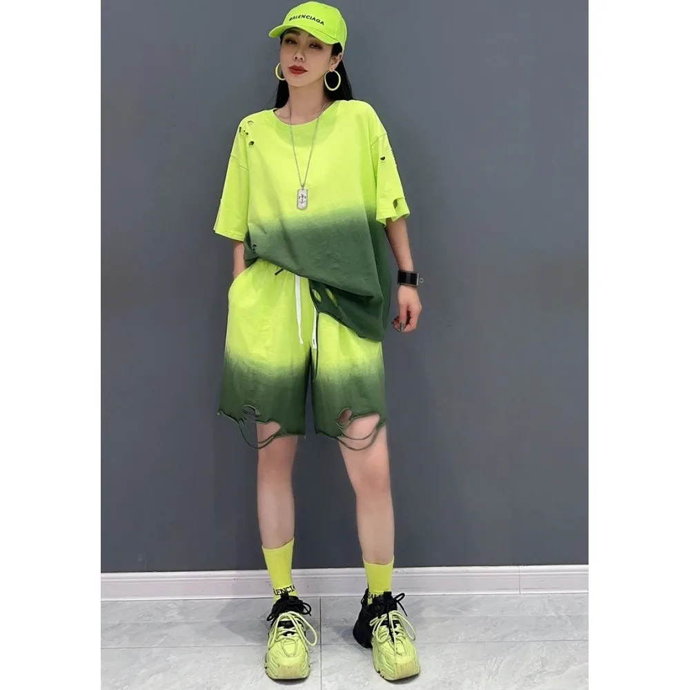 

2024 Summer New Short Set Women Colored Short Sleeved Shirt + Trendy Shorts Two Piece Set Casual Fashion Elegant Ladies ZF057