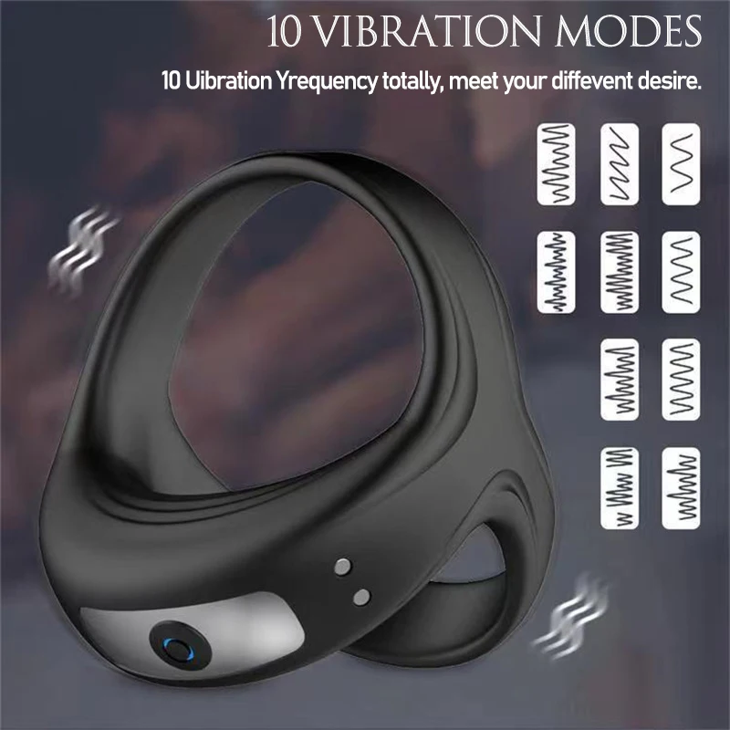 Male Penis Ring Vibrator Triangle Vibrating Cock Ring Delay Ejaculation Magnetic Charging Sex Toy For Men Penis Ring Masturbator