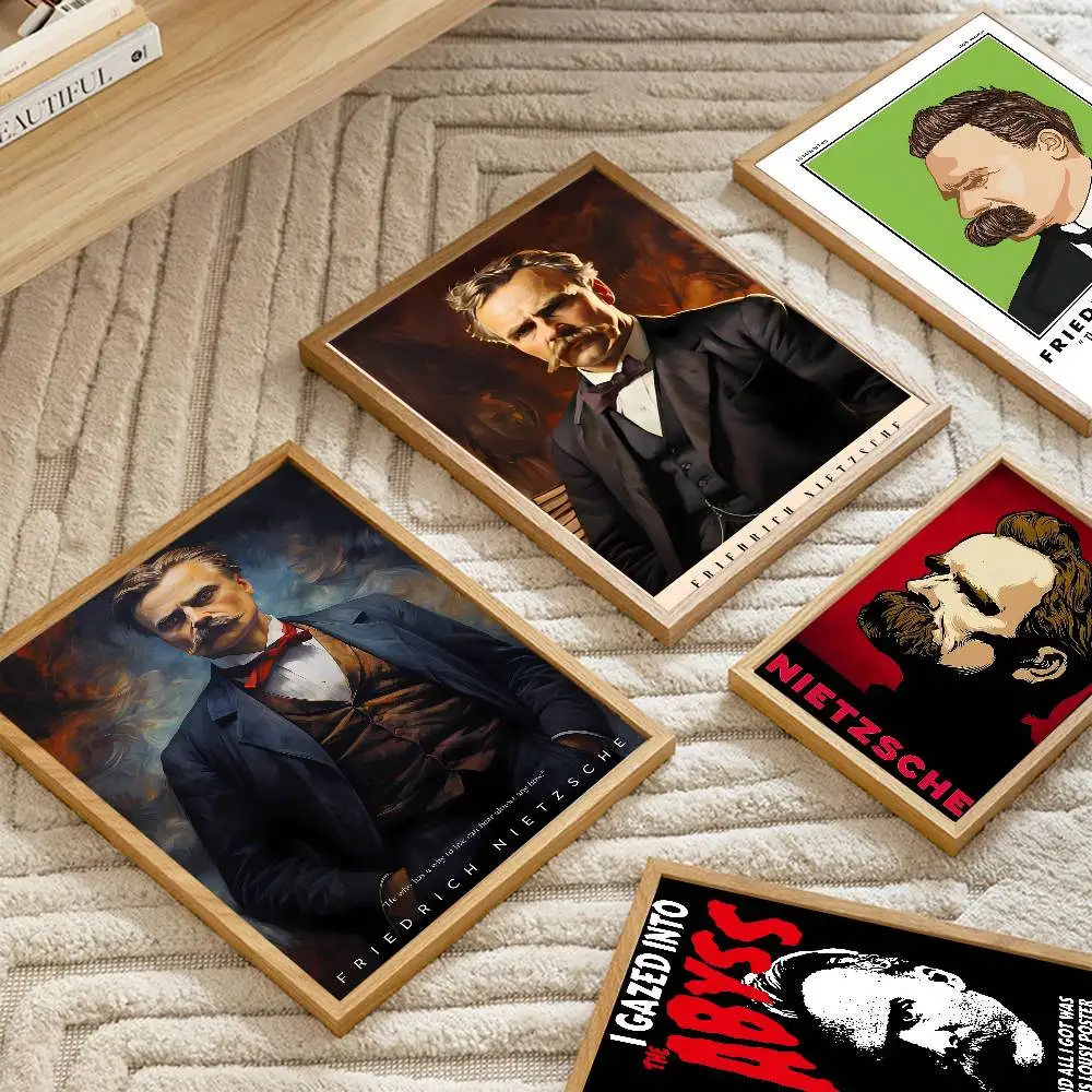 Pósteres clásicos Vintage de Friedrich Nietzsche, pintura decorativa, arte de pared, papel Kraft blanco, decoración de habitación Kawaii