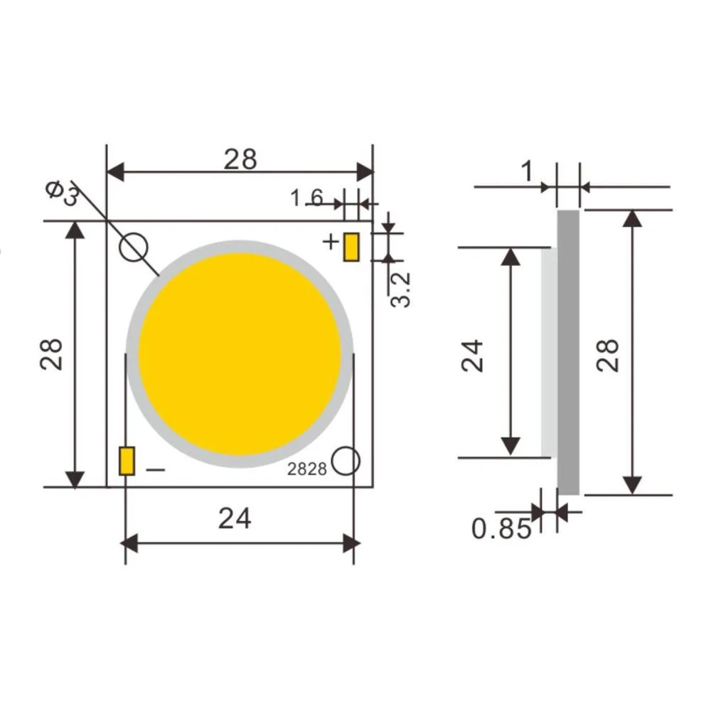 28*28mm Ultra Bright 20W DC 12V COB LED Chip Beads Light Cool White 6000K for DIY Car Lights Work Lamps Home Bulbs bar