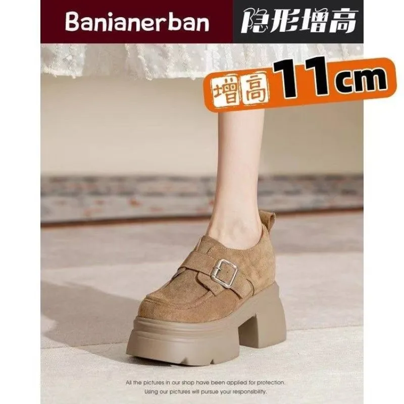 

Platform Retro Little Loafers Women's Heightened Lazy Trifle Single Shoes