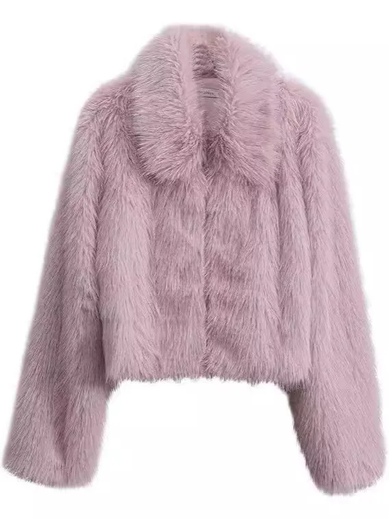

Fleece Winter Women Faux Fur Coat Multicolor Zipper Detailed Female's Eco Fur Jacket Fluff Thick Warm Cropped Lady Fur Jacket