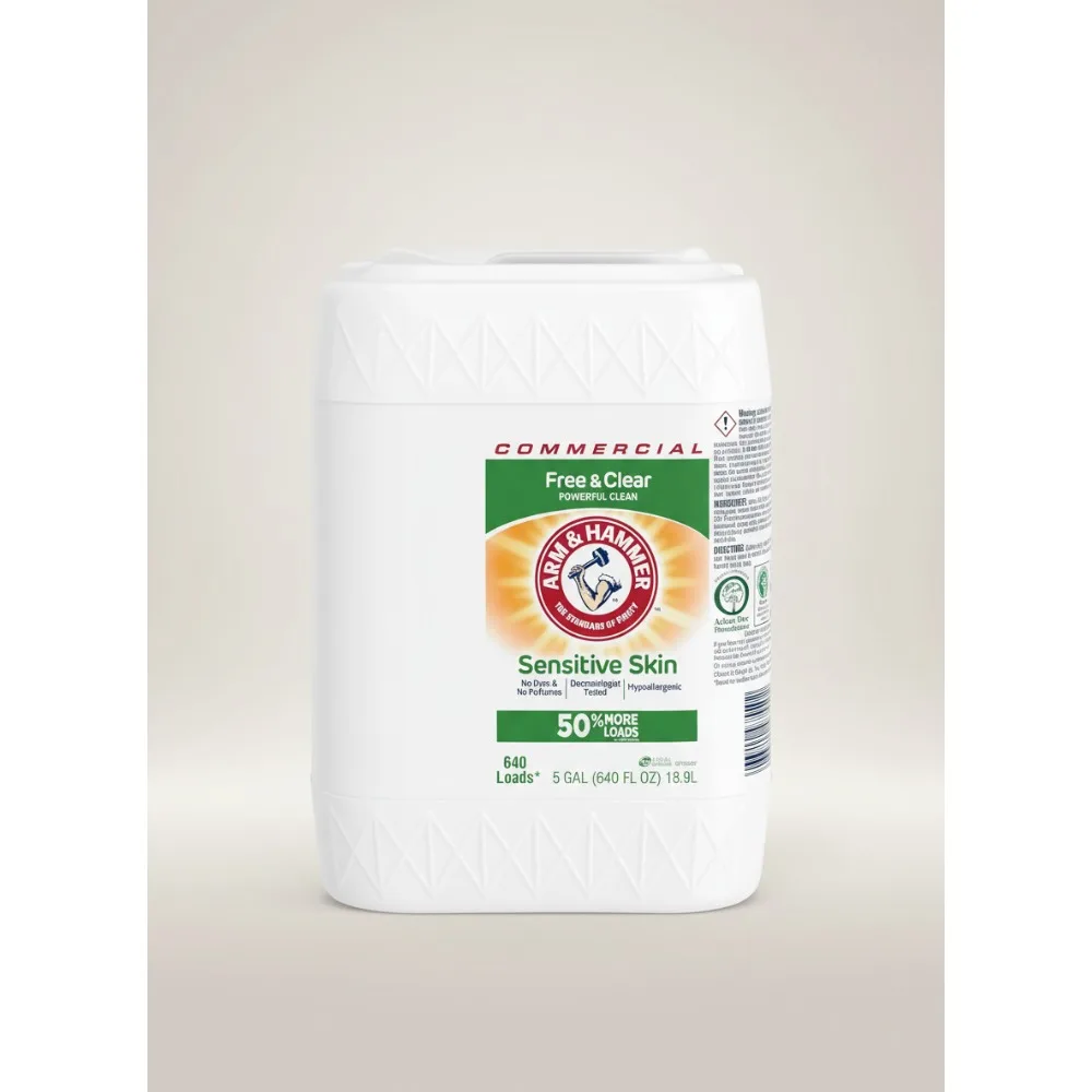 

HE Compatible Unscented Liquid Laundry Detergent 5 Gallon Jug - Low Suds, Dye-Free for Sensitive Skin
