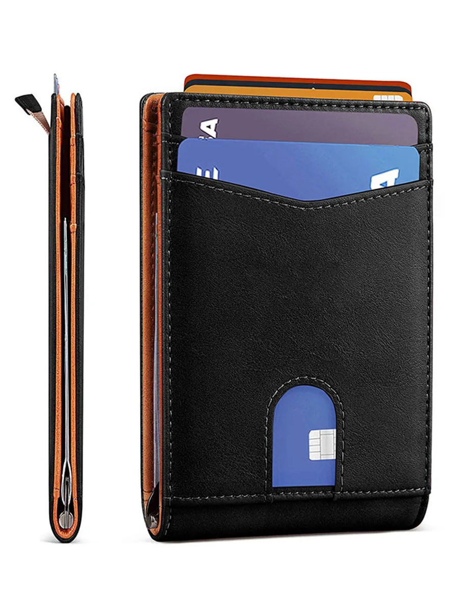 Gebwolf Rfid Card Holder Men\'s Wallets Carbon Fiber Slim Thin Male Purse Bi-fold Money Clip for Men