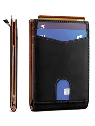 Gebwolf Rfid Card Holder Men's Wallets Carbon Fiber Slim Thin Male Purse Bi-fold Money Clip for Men