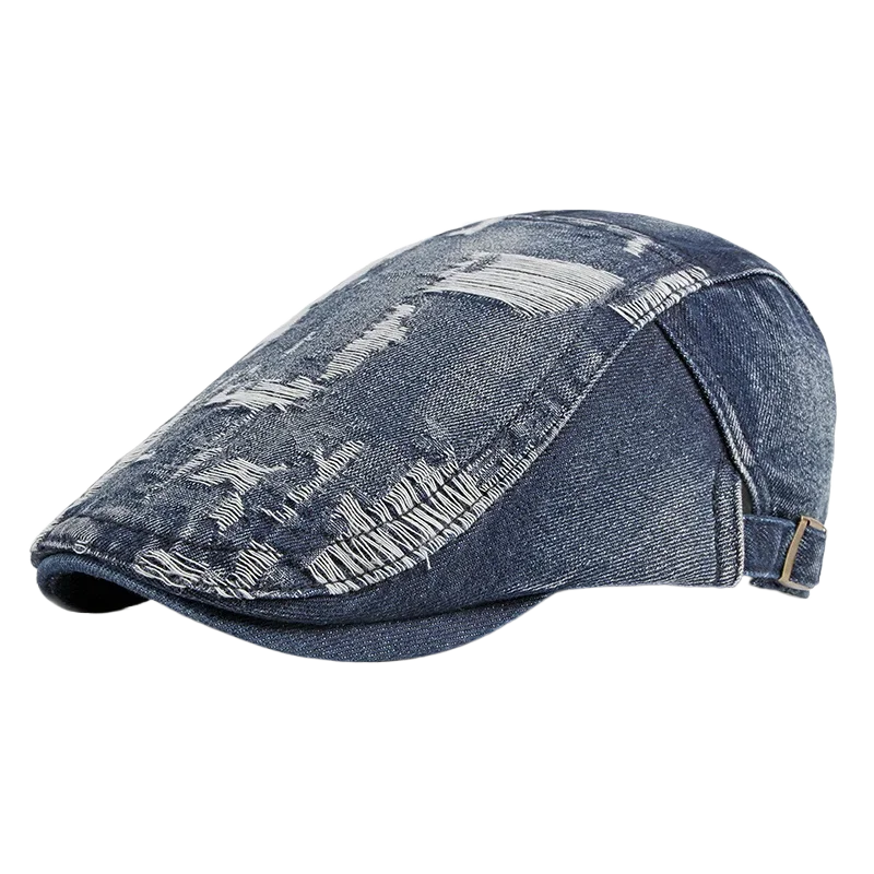 

Distressed Men Women Beret Cotton Buckle Adjustable Newsboy Hats Cabbie Gatsby Cap Flat Driving Caps