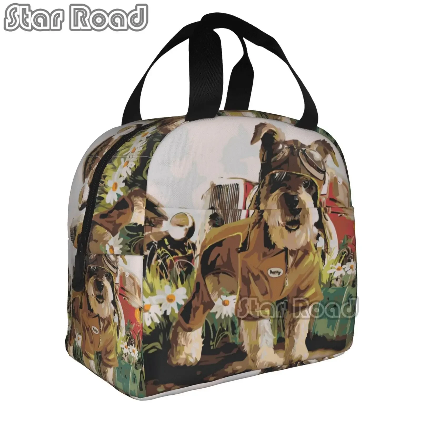 Kawaii Schnauzer Dog Lunch Bag Men Women Cooler Warm Insulated Cartoon Lunch Boxes for Work Workout Outdoors Picnic Beach Travel