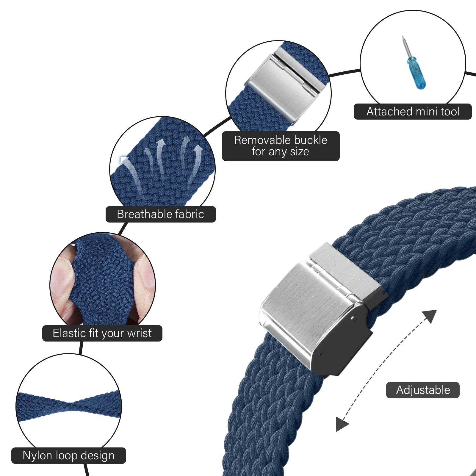 Braided Nylon Strap for Huawei Watch Fit 2 Band Woven WatchBand Adjustable Replacement Wristband for Huawei Watch Fit Bands