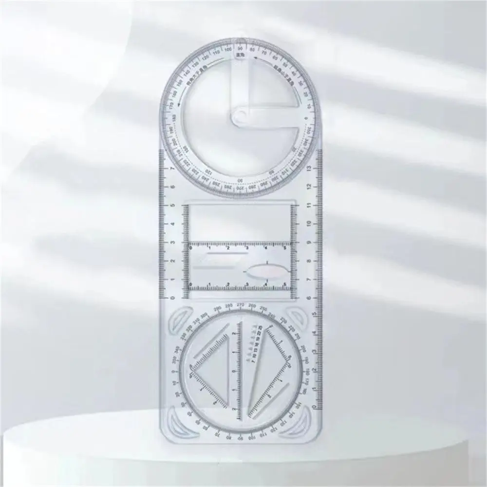 Activity Angle Drawing Ruler Multifunctional 360 ° Movable Geometry Ruler Transparent Ruler Straight Drawing Template