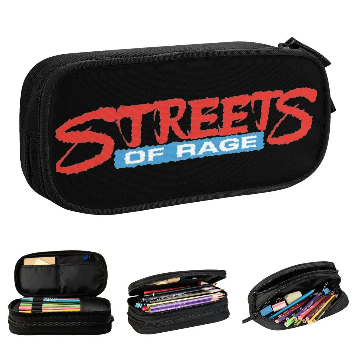 Streets Of Rage Logo Merch Pen Box Large Capacity School Accessories Fighting Game Pencilcase Gift