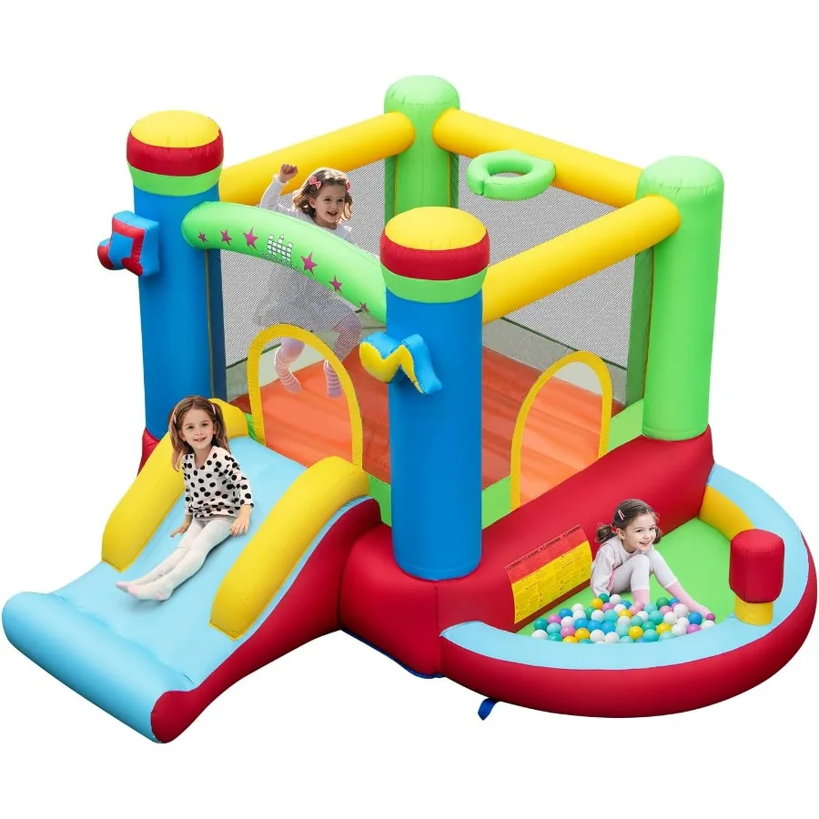 

Inflatable Bounce House with Ball Pit Bouncy House for Indoor Outdoor w/Large Jumping Area Basketball Hoop Mini Bounce House fo