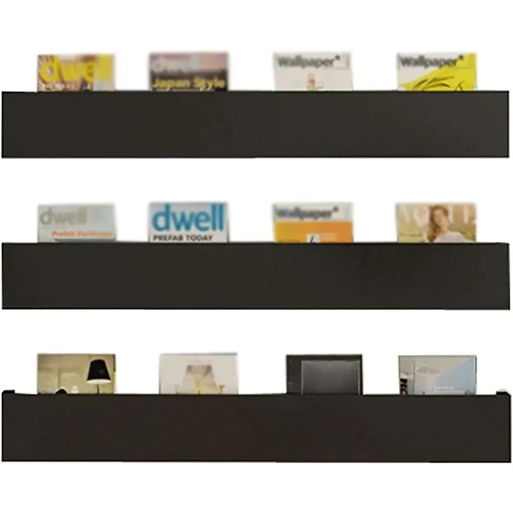 

Wall Mounted Metal Magazine Rack, Floating Book Shelves for Home Office, 3-Tier Brochure Display Stand, Record Storage Organizer