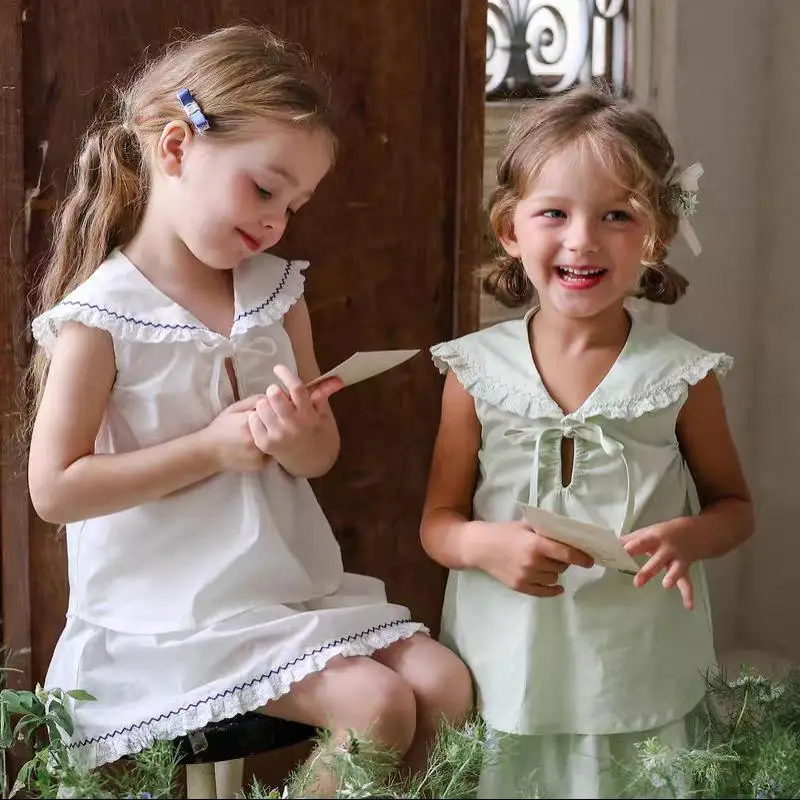 

2026 Summer New Girls Solid T Shirts Baby Girl Preppy Style Shirts Thin Cotton Children Casual Tee Fashion Kids Clothes