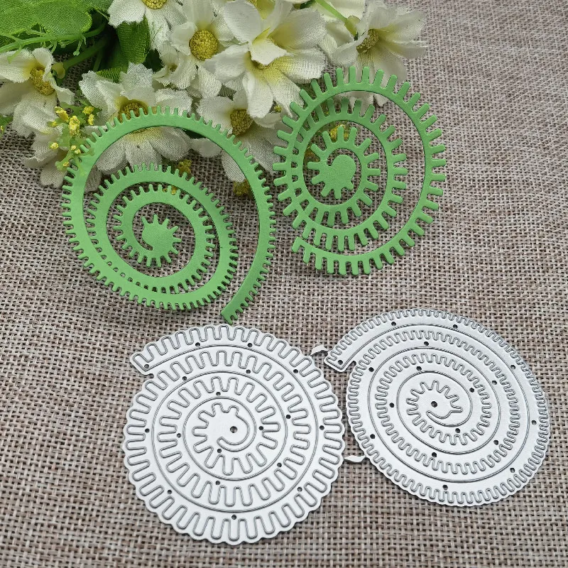 2pcs 3D Garland Spiral Flower Cutting Dies Stencils For DIY Scrapbooking Decorative Embossing Handcraft Die Cutting Template