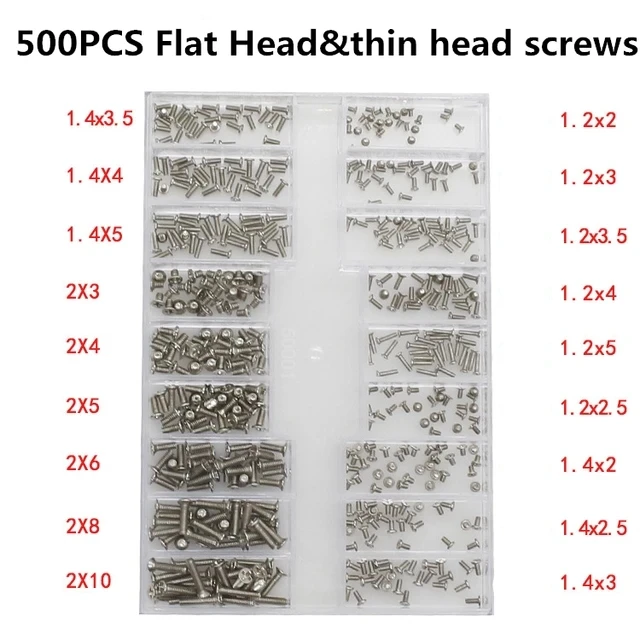 500 STKS 18 Size Laptop Notebook Tiny Computer Vervanging Elektronische Schroeven Assortiment Reparatieset Platte Kop Mini Schroef Set