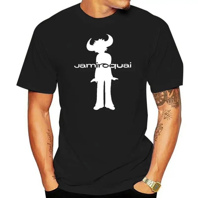 Mode Nieuwe Jamiroquai Silhouet Jazz Logo Shirt Zwart Wit Tshirt Heren Gratis Verzending Katoen Korte Mouw T-Shirt