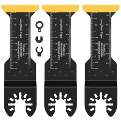 3Pcs Extra-Long Titanium Bi-Metal Oscillating Saw Blade Set Multifunctional Multitool Blades Universal Cutting Oscillating Blade