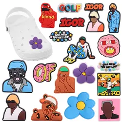 New Arrival 1-18pcs Shoe Charms Fashion Rock Hip Hop Singer Accessories PVC Shoes Decoration For Wristbands Kids X-mas Gift