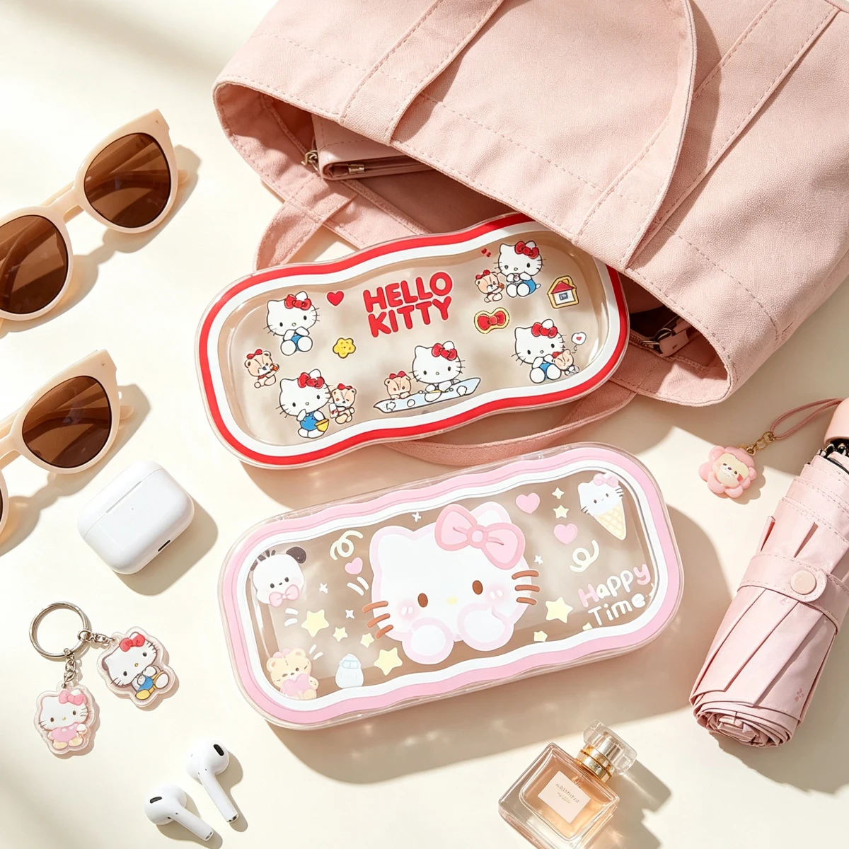 ハローキティ ウェーブエッジ眼鏡ケース、ポータブル透明プラス - Women Accessories List のレビューと価格