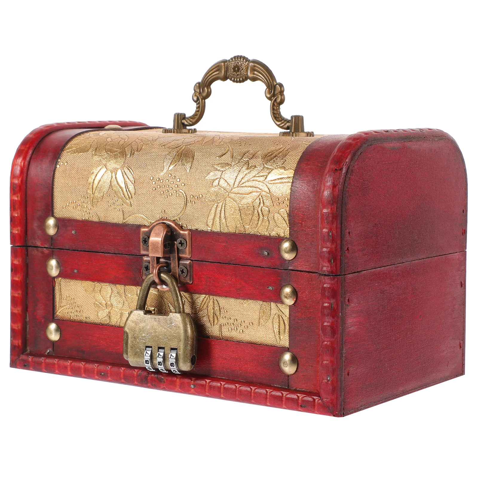 

Vintage Wooden Jewelry Storage Box Treasure Chest Retro Pirate Trinket Box Keepsake Organizer for Rings Pendants Small Items