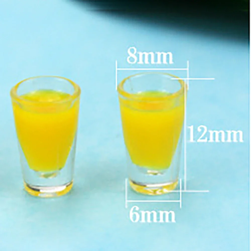 2Pcs 1/12 Puppe Haus Miniatur Obst Saft Milch Tasse Simulation Trinken Modell Spielzeug für Mini Dekoration Puppenhaus Zubehör