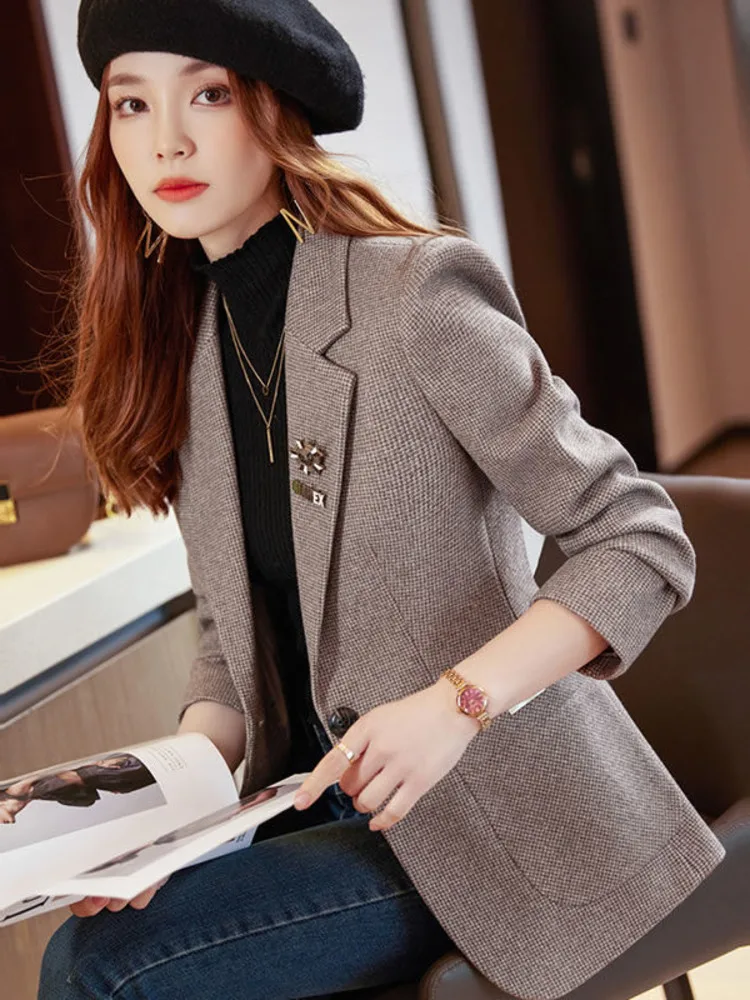 Women Blazer Office Lady Chic Elegant Vintage Casual Single Breasted Blazer All-match Daily Classic Chic Streetwear Top NEW