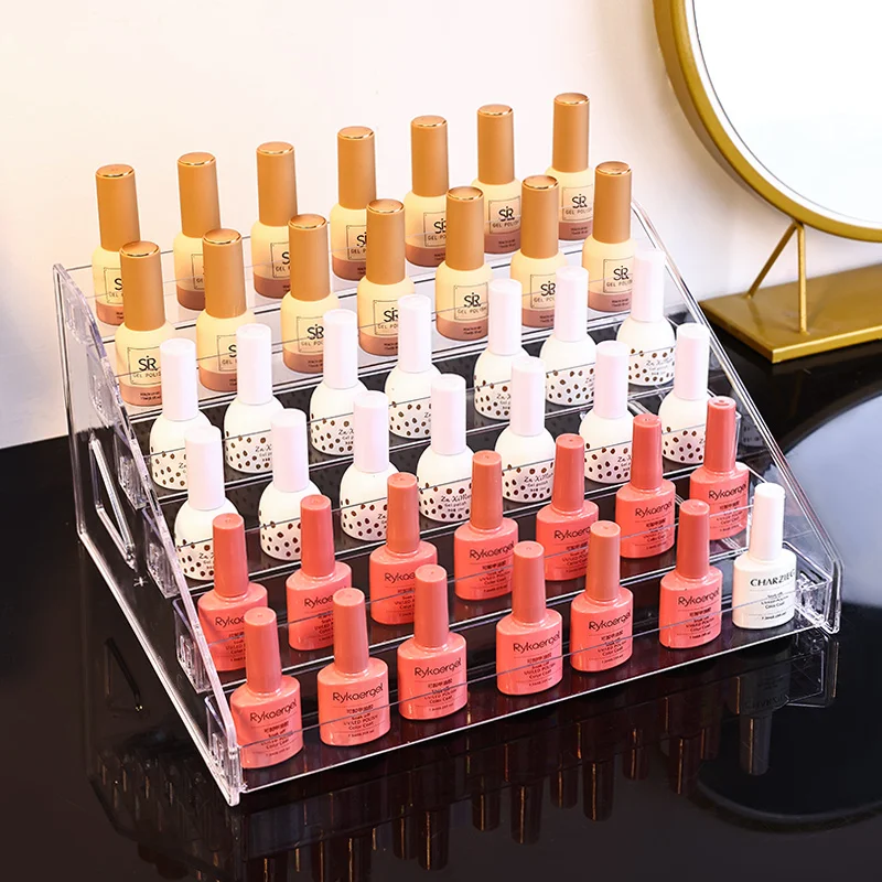 1 Stück Mehrschichtiges Acryl-Nagellack-Displayregal Transparentes Leiterförmiges Sortierregal Schnell Aufzubauendes Kosmetikregal – Detail 6
